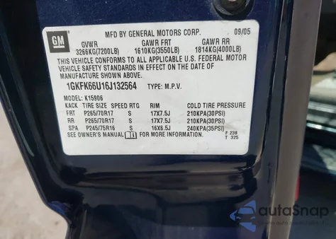 2006 GMC Yukon Xl 1500 Denali z USA, uszkodzony, nr VIN 1GKFK66U16J132564